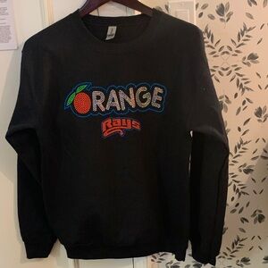 Gildan Black Sweatshirt with Colorful Stingrays Cheer Orange Rays Design